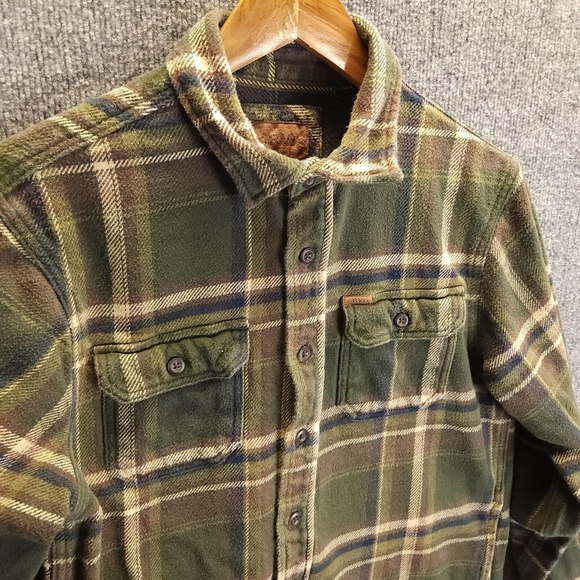 Orvis Shirt Mens Small Green Plaid Flannel Button Front Pockets Hiking Outdoors - Picture 4 of 13